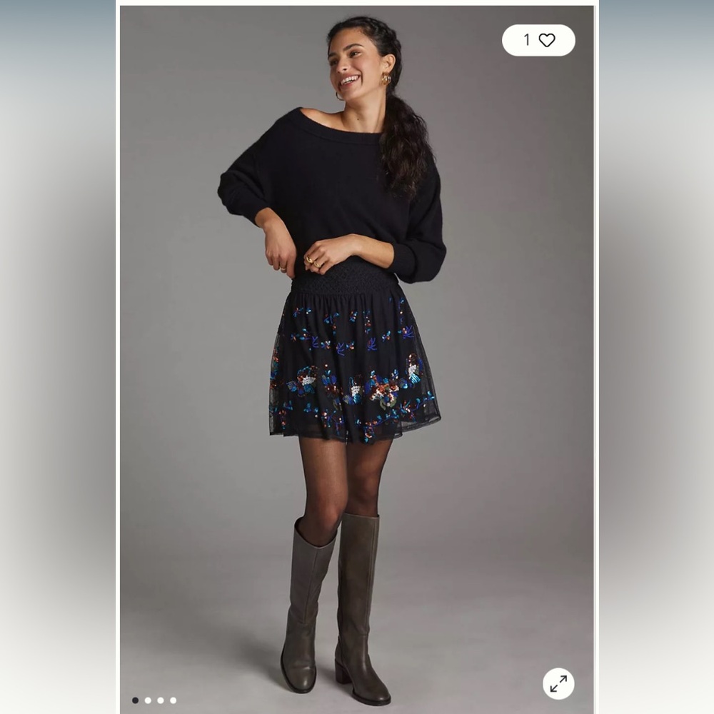 Sequined Tulle Mini Skirt